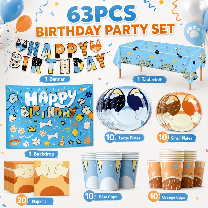 Pet Supplies In Bulk - Pacote de Artigos para Festa Blue